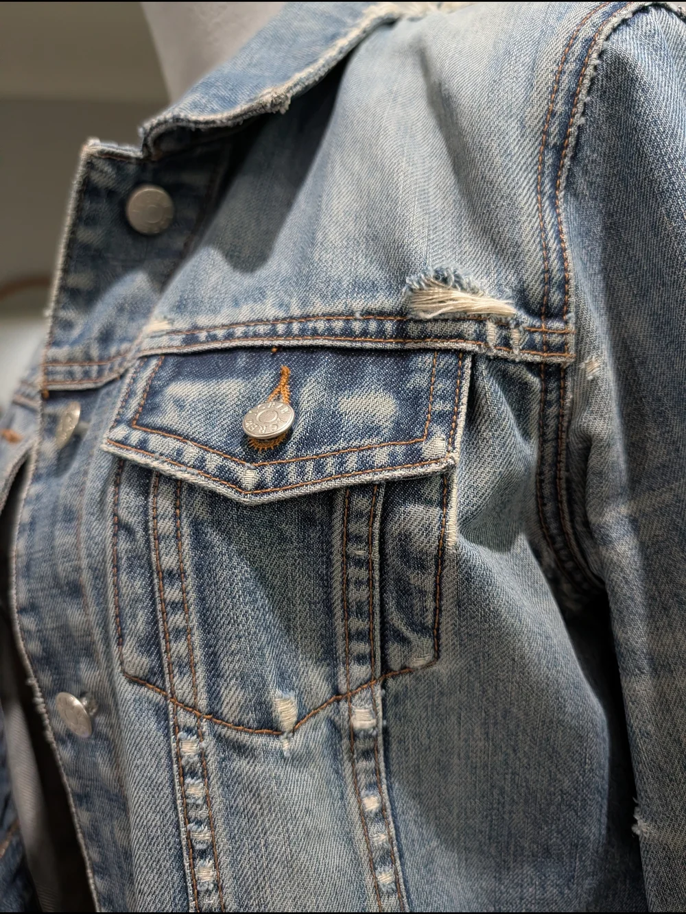 J. Crew Light Wash‎ Distressed Denim Jacket